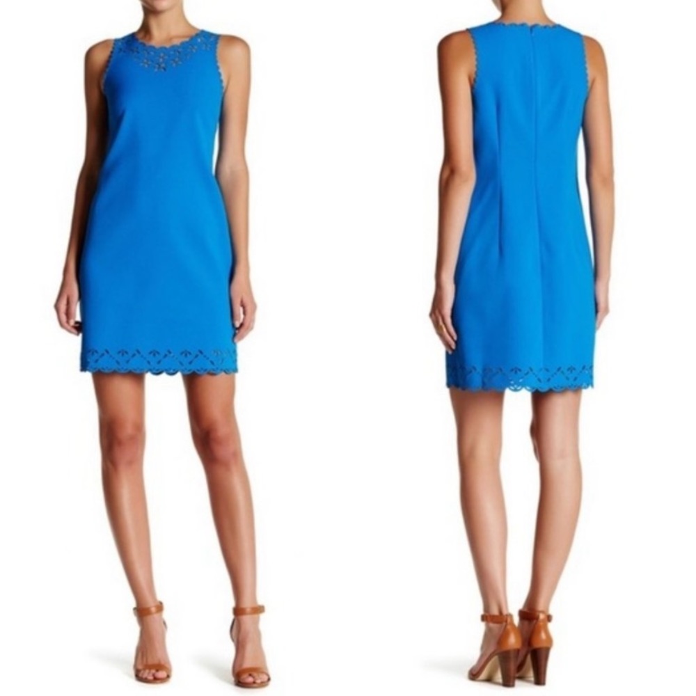J. Crew vibrant blue laser cutout dress size 2